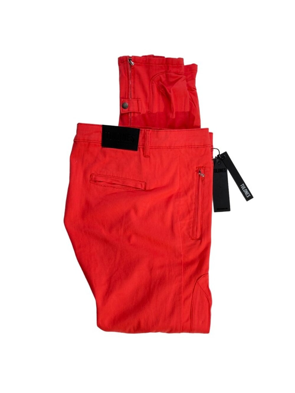 Tulones Red Cargo Pants Mens Size 40 With Multiple Pockets & Zipper Details